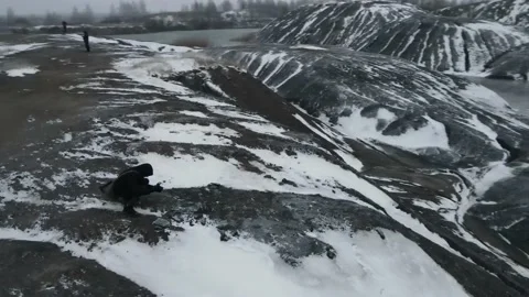 Coal quarry section mining aerial view Stock Footage 223601467