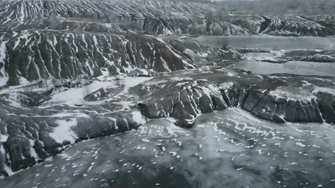 Coal quarry section mining aerial view Stock Footage 223601761