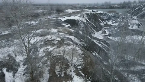 Coal quarry section mining aerial view Stock Footage 223601854