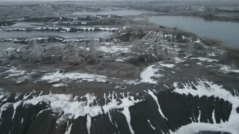 Coal quarry section mining aerial view Stock Footage 223601907
