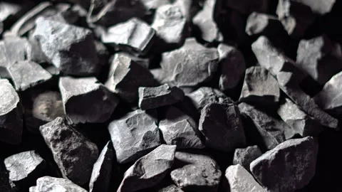Coal Rocks Closeup Industrial Mining and Fossil Fuel Concept. Stock Footage 331957621