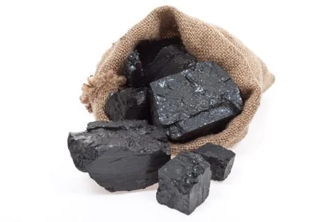 Coal in sack Stock Photos