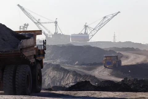 Coal section, coal mine, extraction of useful minerals, coal mining, coal mining Stock Photos