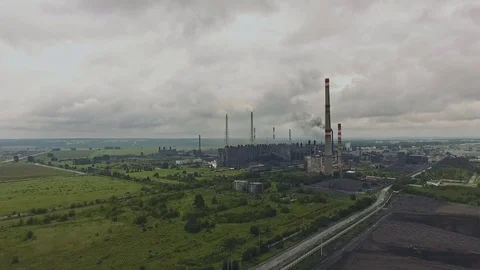 Coal section: general view of mine enterprise. Extraction of minerals Stock-Footage 80900669