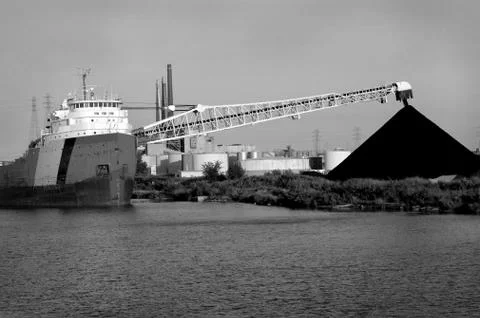 Coal Ship Unloading Foto stock