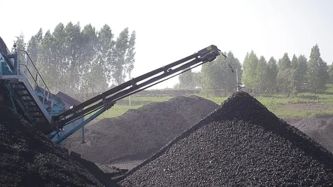 Coal sorting, coal storage Stock Footage 95545108