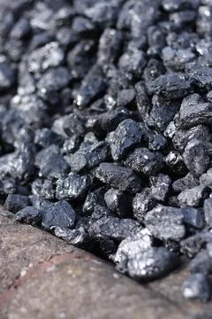 Coal in storage close up Stock Photos