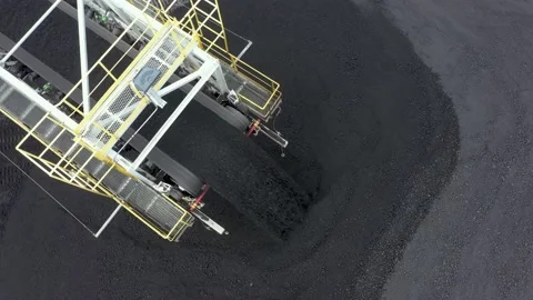 Coal terminal with technics working in it. Stock Footage 206007134