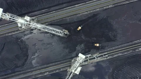 Coal terminal with technics working in it. Stock Footage 206007183