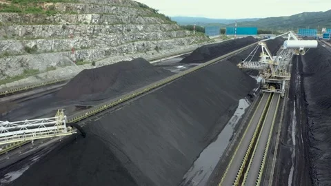 Coal terminal with technics working in it. Stock Footage 206007792