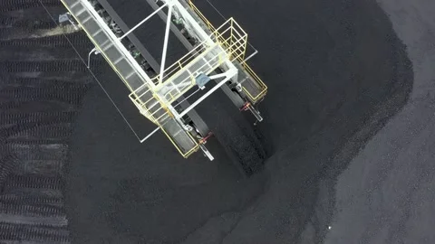 Coal terminal with technics working in it. Stock Footage 206622370
