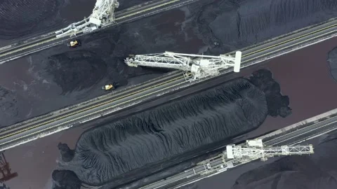 Coal terminal with technics working in it. Stock Footage 208121516