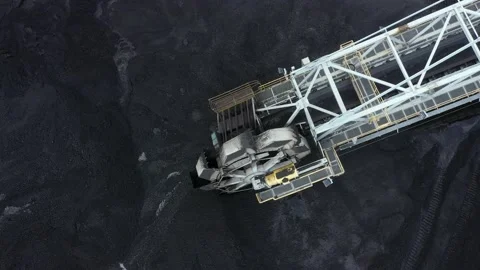 Coal terminal with technics working in it. Stock Footage 208868381