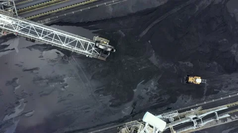 Coal terminal with technics working in it. Stock Footage 208868479