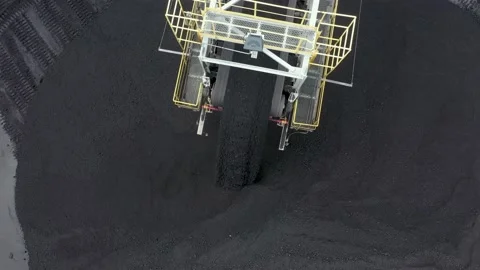 Coal terminal with technics working in it. Stock Footage 210527133