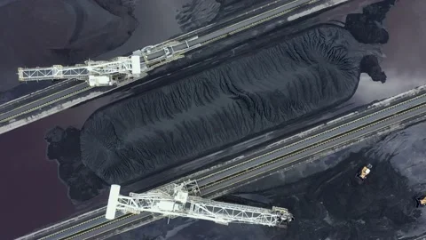 Coal terminal with technics working in it. Stock Footage 219971099