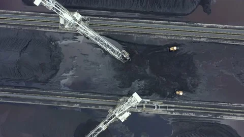 Coal terminal with technics working in it. Stock Footage 220443273