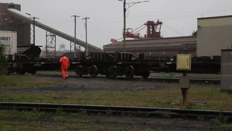 Coal train and worker Stock Footage 235581461
