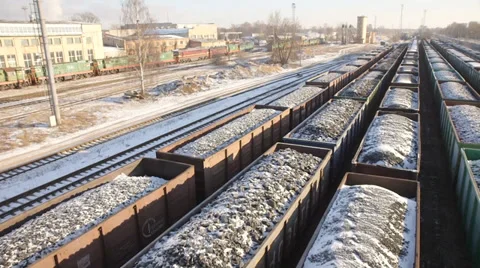 Coal Train in Snow Stock Footage 37843161