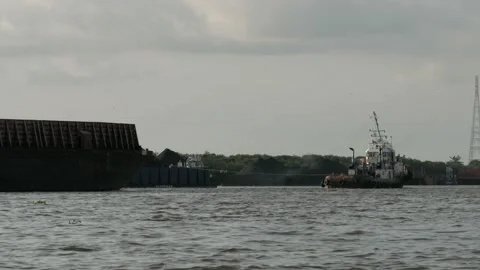 Coal transportation on Barito river Stock Footage 132610846