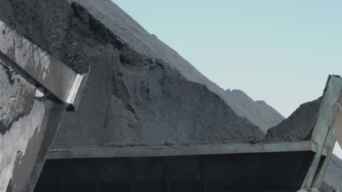 Coal transshipment in port, loader, close up Stock Footage 90861390