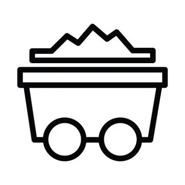 Coal trolley train mining with outline style Stock Illustration