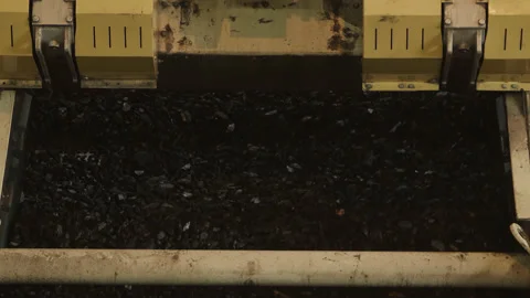 Coal in vibrating machine to separate it from associated rocks Stock Footage 205218467