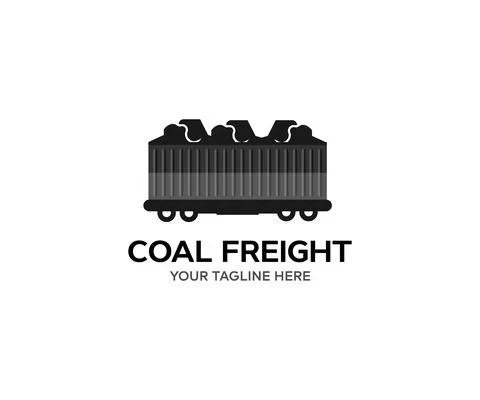 Coal wagon, mining and transportation of minerals by rail vector design. Illustrazione stock