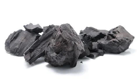 Coal on white background Stock Photos
