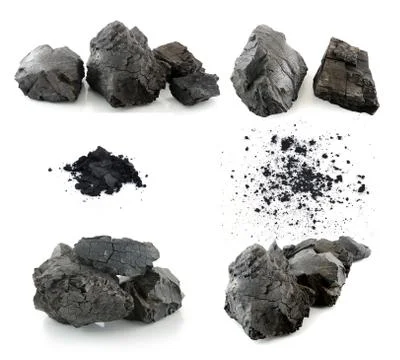 Coal on white background Stock Photos
