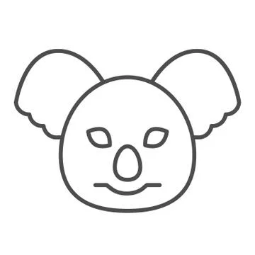 Coala head thin line icon. Cute australian animal face simple silhouette Stock Illustration