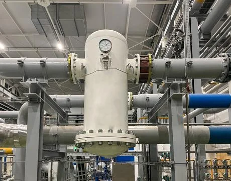 Coalescing filter for removing solid particles in compressed air Stock Photos