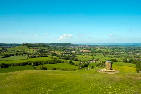 Coaley Peak viewpoint, View over the Severn Vale Stock Photos