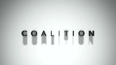 Coalition 3D title animation matte black text on a white background Vídeos de archivo 300716167