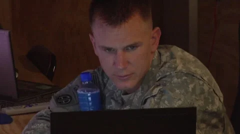 Coalition Command Team on Computers  (HD) 스톡 동영상 41681923