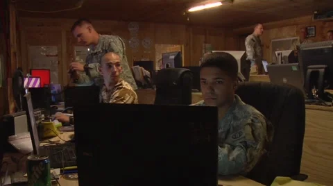 Coalition Command Team on Computers  (HD) 스톡 동영상 41681953