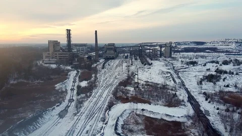 Coalmine, coal processing plant aero Stock Footage 122238193