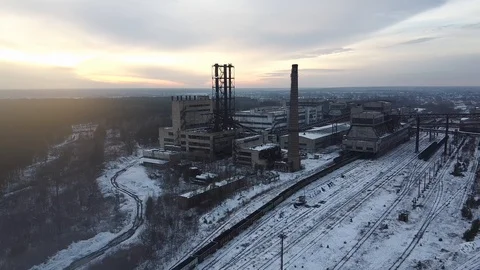 Coalmine, coal processing plant aero Stock Footage 122238333