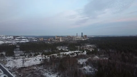 Coalmine, coal processing plant aero Stock Footage 122238599