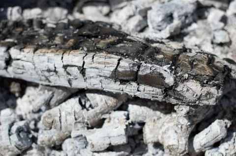 Coals and ash after the fire Stock Photos