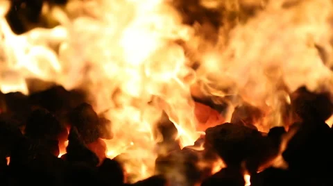 Coals and hot fire Stock Footage 67695006