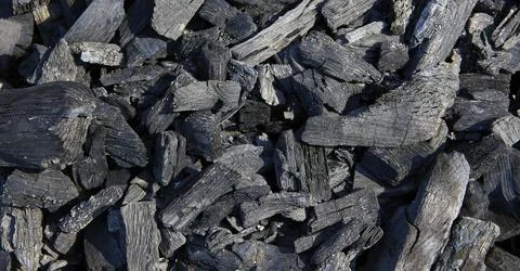 Coals background. Consequence of a forest fire. Stock Photos