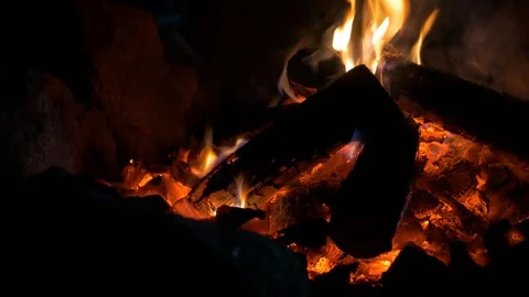 Coals Bonfire Flames Stock Footage 113059789