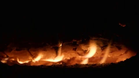 Coals in the bonfire. Stock Footage 69185280