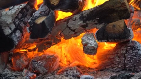 Coals burn in the grill Видео 74678355