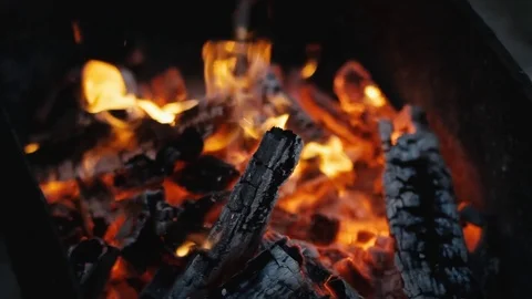 Coals burning in the brazier for barbecue 스톡 동영상 71212408
