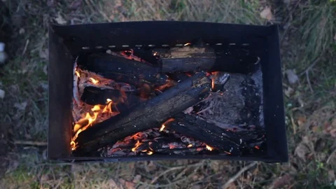 Coals burning in the brazier for barbecue 스톡 동영상 71216338