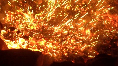 Coals Burning In The Brazier For Barbecue Stock Footage 103145240