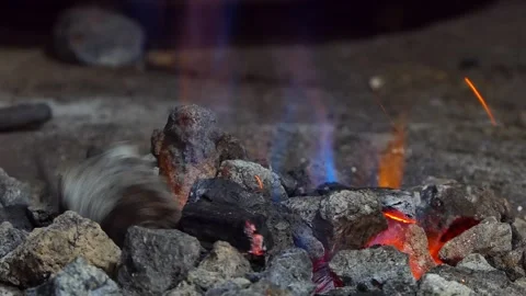 Coals burning in the forge Video stock 243708065