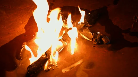 Coals in a cross Stock Footage 48580453